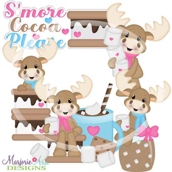 S'more Cocoa Moose Cutting Files Includes Clipart - Click Image to Close